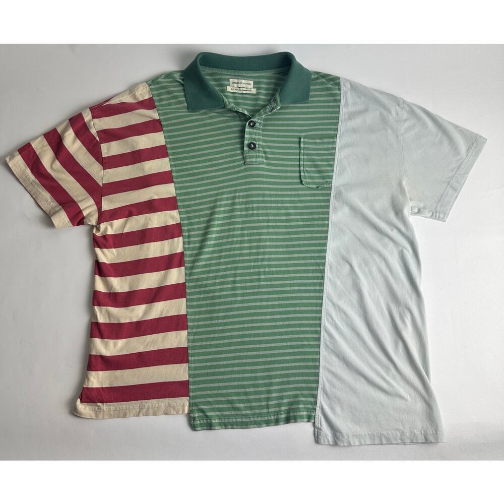 Urban Outfitters SMALL Patchwork Polo Men's Shirt Asymmetrical Y2K Boxy Skater